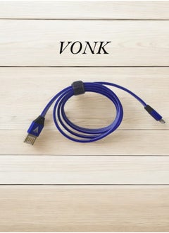 Buy VONK V-B01 Quick Charge Data Cable lighting -USB Mobile Phone Charger USB 2A Fast Charging Cable - Blue in Egypt