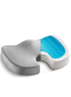 اشتري Gel Seat Cushion for Office Chair Memory Foam Coccyx Cushion U Shape Orthopedic Chair Pillow Pad with Soft Velvet Cooling Gel Cover Non Slip Bottom for Low Back Pain Car ，Office， Home في الامارات