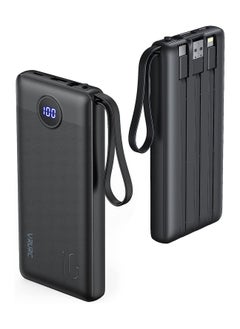 اشتري Power Bank 10000mAh with Built in Cables,VRURC USB C slim Portable Charger 5 Output & 2 Input LED Display External Battery Pack Chargers Compatible with iPhone,Samsung Cell Phones في الامارات