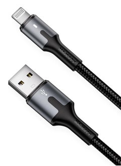 اشتري "ماجيستي كابل شاحن USB-A إلى Lightning سلك شحن سريع مضفر متوافق مع آيفون 14/14 برو/14 بلس/14 برو ماكس، وجميع سلاسل آيفون 13-8 - أسود 1 متر" في السعودية