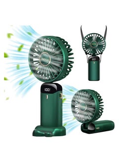 اشتري Mini Handheld Fan, 5 Speeds Portable Personal Fans with LED Screen 90° Adjustable Cooling Fan Removable Base, 5000mAh Quiet USB Fan for Home Office Outdoor Travel, 16-24 Hours Working (Green) في السعودية