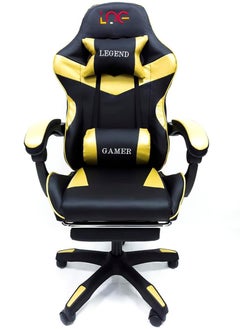 Buy LOG Gaming Chair With Massage Back Pillow - Gold in Saudi Arabia