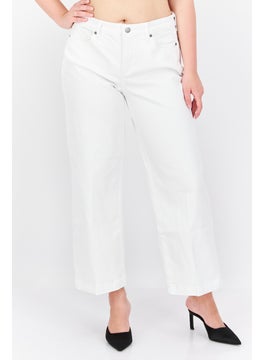 Buy Women Regular Fit Stretchable Wide Leg Jeans, White in UAE