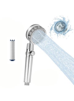 اشتري Handheld High-Pressure Shower Head，360 Degrees Rotating with One-Touch Switch Button Easy Install， Visualize Turbocharged Blades Handheld Shower Head with Removable Filter Element في السعودية