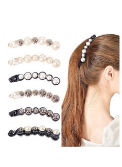 Buy 6 PCS Pearl Hair Clip Banana Clips Ponytail Holder Banana Hair Clips Thick Fine Hair Clip French Barrettes Rhinestones Jaw Clips for Women and Girls, Reduce The Damage to Your Hair in Saudi Arabia