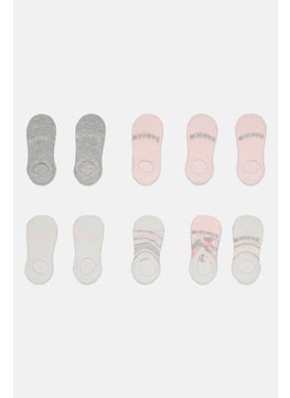 Buy Kids Girl 10 Pairs Brand Logo Invisible Socks White/Pink in UAE