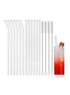 Buy Glass Straws, Reusable Clear Drinking High Temperature Resistance, Set of 6 Straight and 6 Bent with 4 Cleaning Brushes, Perfect for Smoothies, Milkshakes, Tea, Juice - Dishwasher Safe (12-Pack) in Saudi Arabia