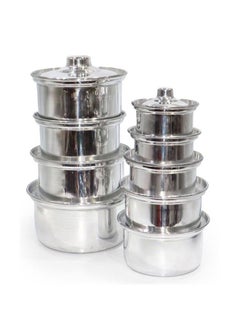 Buy 9-Piece Cookware Pot Silver in Saudi Arabia