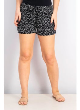 اشتري Women Allover Print Drawstring Short, Black Combo في الامارات