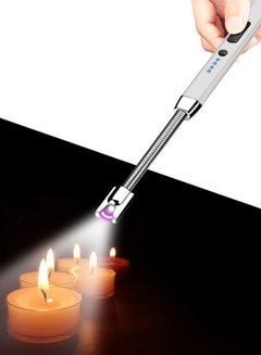 Buy Electric Lighter Candle Lighters USB Rechargeable Arc Lighter with Hanging Hook LED Battery Display with LED Lighting Long Lighters for Candle Grill BBQ Home Outdoor Black in UAE