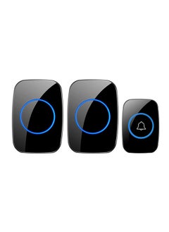 Buy Intelligent Wireless Doorbell for Home, Hotel, Office, Apartment Black 1 transmitter, 2 receivers, Waterproof Doorbell with LED Flash in Saudi Arabia