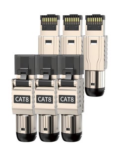Buy RJ45 Connectors Tool Free Cat 8, Cat8 Field Termination Plug Shielded RJ45 Modular Plugs for 2000MHz 2GHz 40G Double Shielded Solid LAN Cable 22AWG-24AWG (6-Pack) in Saudi Arabia