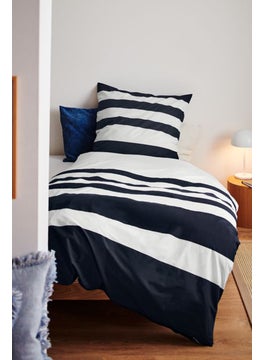 اشتري Double Premium Cotton Duvet Set 135 x 200 cm, Navy/White في الامارات