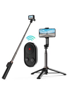 Buy Wireless Remote Control Selfie Stick for GoPro Hero 9, 10 with Phone Holder Clip and Tripod for Action Camera in UAE