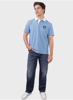 اشتري Embroidered Logo Half Sleeve Polo Shirt في الامارات