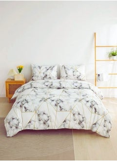 Buy Bedding Set Without Filler Various Sizes (Comforter Cover Set) Marble Design White And Black Color. in UAE