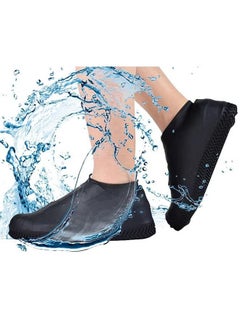 Buy Waterproof Shoe Covers, Non-Slip Water Resistant Overshoes Silicone Rubber Rain Shoe Cover Outdoor cycling Protectors apply to Men, Women, Kids (Large, Black) in Saudi Arabia