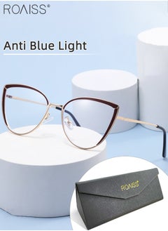 Buy Women's Blue Light Blocking Glasses Blue Light Filter Computer Reading Gaming TV Phones Cat Eye Eyeglasses Fashion Anti Eyestrain Headache Eyewear Red Gold in Saudi Arabia