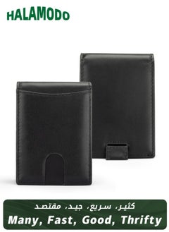 Buy Men's Leather Wallet Black, Large Capacity Multi-Card Slot Coin Purse in Saudi Arabia