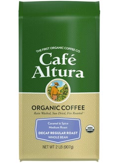 Buy Cafe Altura Whole Bean Organic Coffee, Regular Roast Decaf, 2 Pound in UAE