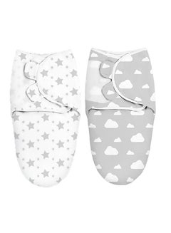 اشتري Baby Swaddle Wrap, 2 Pcs Newborn Swaddle Blanket Wrap, 0-3 Months 100% Breathable Cotton Swaddlers Sleep Sack with Adjustable Wings for Baby Boys and Baby Girls في الامارات