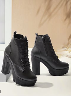 Buy High heel leather boots 7 cm b-27-black-37 in Egypt