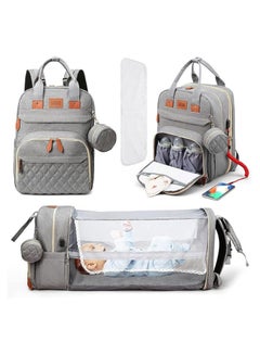 Buy Diaper Bag Backpack, Diaper Bag with Changing Station, Baby Diaper Bags for Baby Boy Girl Diaper Bag Multifunctional Large Diaper Backpack Baby-Mom Bag with Bassinet Stroller Straps - Grey in UAE