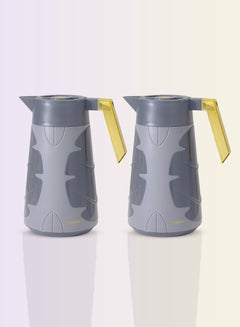 Buy Luxurious 2-Piece Thermos Set Grey Gold 1 Liter in UAE
