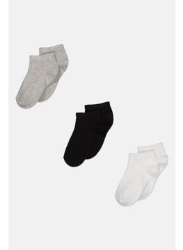 اشتري Toddlers Boy 3 Pairs Ankle Socks, Grey/White/Black في الامارات