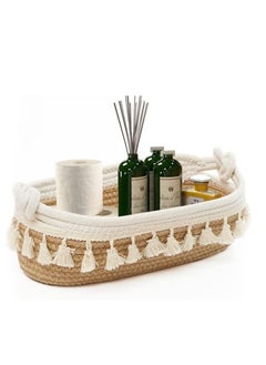 Buy Small Cotton Rope Woven Basket Toilet Paper Baskets for Organizing Decorative Basket for Boho Decor Small Storage Basket for Bedroom Nursery Livingroom - Beige in UAE