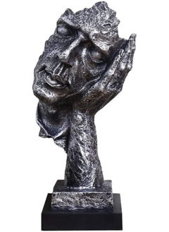 Buy Smart Print Supplies Abstract And Creative Desk Decorations The Thinker Statue, Hand & Face Statues And Sculptures For Home Living Room Decor (No Hear Silver) in Egypt