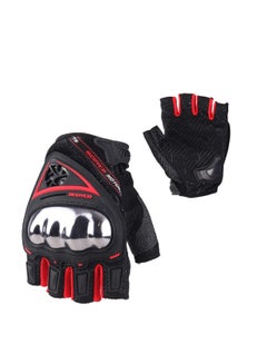 اشتري Scoyco Men's Motorcycle Gloves Summer Half Finger Motocross Racing Gloves Hard Knuckle Extreme Sports Guard for BMX ATV MTB Riding Cycling Size Large في الامارات