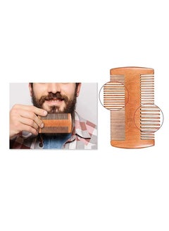 اشتري Beard Comb Natural Sandalwood Wooden Mustaches with Dual Action Teeth for Men في الامارات