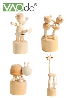 اشتري 4PCS Wooden Desktop Ornaments Small Animals Mini Bedroom Decoration Educational Toys Home Decoration في الامارات