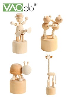 اشتري 4PCS Wooden Desktop Ornaments Small Animals Mini Bedroom Decoration Educational Toys Home Decoration في الامارات