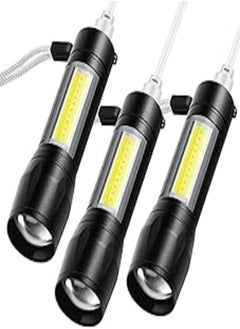 اشتري CofunKool Rechargeable Handheld Flashlights LED Cob Lamp, Zoomable 3 Light Modes, with USB Charging Port (3 Pack) في مصر