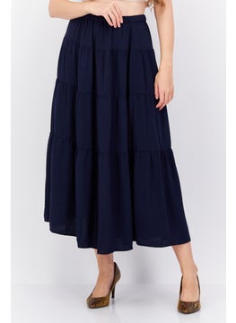 Buy Women Solid Pull On Tiered Skirts, Navy in UAE