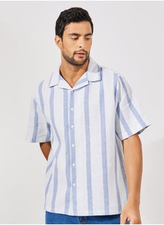 Buy Striped Cotton Dobby Resort Collar Relaxed Fit Shirt in Saudi Arabia