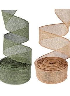 Buy 2 Rolls Burlap Fabric Craft Ribbon Burlap Roll Ribbon Natural Jute Fabric Crafts Ribbon For Wedding Gifts Burlap Fabric DIY Packing Vintage Wedding Party Decoration Colorful Satin Ribbon 3M*6CM in Saudi Arabia