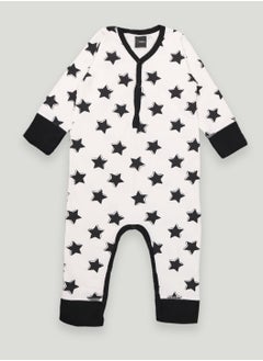 اشتري Kidbea Organic Cotton fabric full sleeves & half buttons romper | Star | Black في الامارات