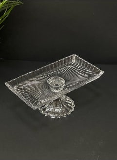 Buy A multi-use Glass Serving Dish with a Base for Sweets and Fruits 32*17*12 in Saudi Arabia