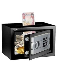 اشتري Cash Deposit Drop Slot Safe Box with Key and Digital Keypad Pin Lock for Home Office (20x31x20cm) Black في الامارات