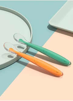 اشتري Silicone Baby Weaning Spoons - Green/Orange في الامارات