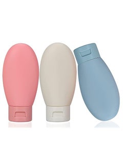Buy 3-Piece Travel Bottles Set, 60ML Travel Bottles Containers with Storage Bag, Small Mini Empty Plastic Squeeze Bottles for Travel Toiletries Shampoo and Conditioner in Saudi Arabia