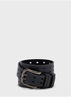 Buy Faux Leather Punch Hole Detail Belt in UAE