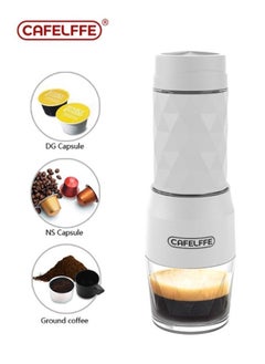 Buy 3-in-1 portable italian espresso coffee machine, perfect for camping, business, hiking, and office (white) in Saudi Arabia