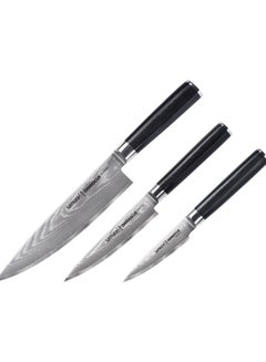 اشتري Samura Damascus Set Of 3 Kitchen Knives: Paring Knife Utility Knife Chef'S Knife في الامارات