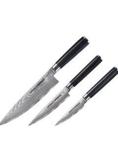 Buy Samura Damascus Set Of 3 Kitchen Knives: Paring Knife Utility Knife Chef'S Knife in UAE