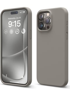 Buy Liquid Silicone for iPhone 15 Pro MAX Case Cover Full Body Protection, Shockproof, Slim, Anti-Scratch Soft Microfiber Lining - Medium Gray in UAE