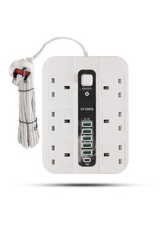 Buy Electrical connection with 6  sockets 5 USB outputs 1 USB-C output 5 meter wire in Saudi Arabia